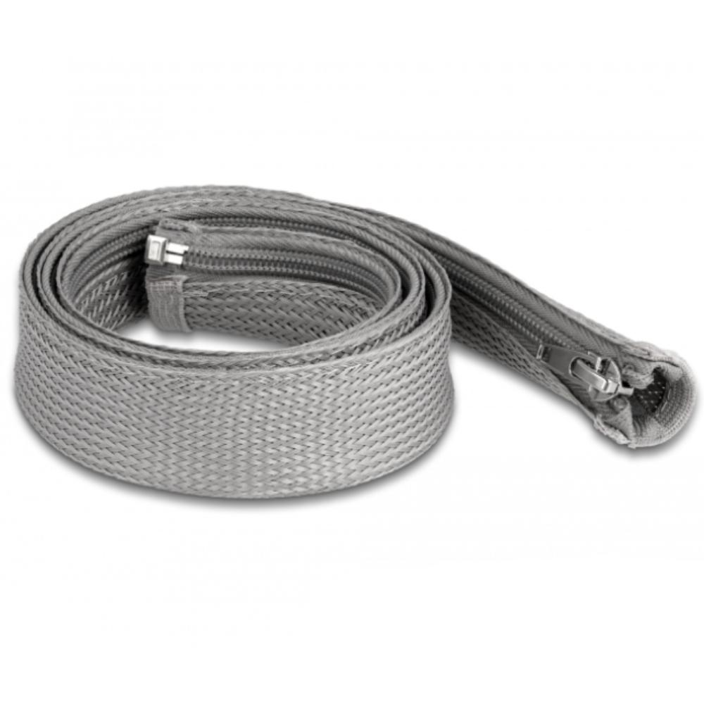 Delock Geflechtschlauch mit Reißverschluss hitzebeständig 1 m x 30 mm gr - Delock