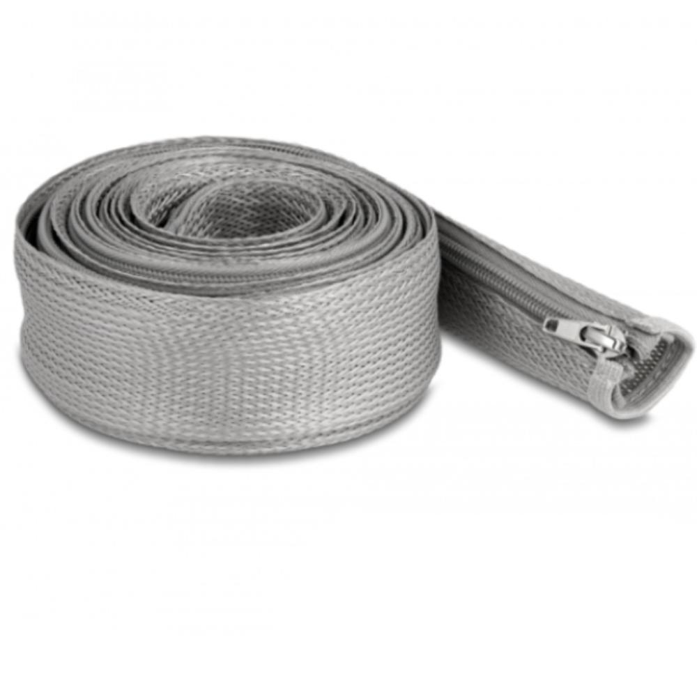 Delock Geflechtschlauch, Reißverschluss, 3 m, 50 mm, grau. - Delock