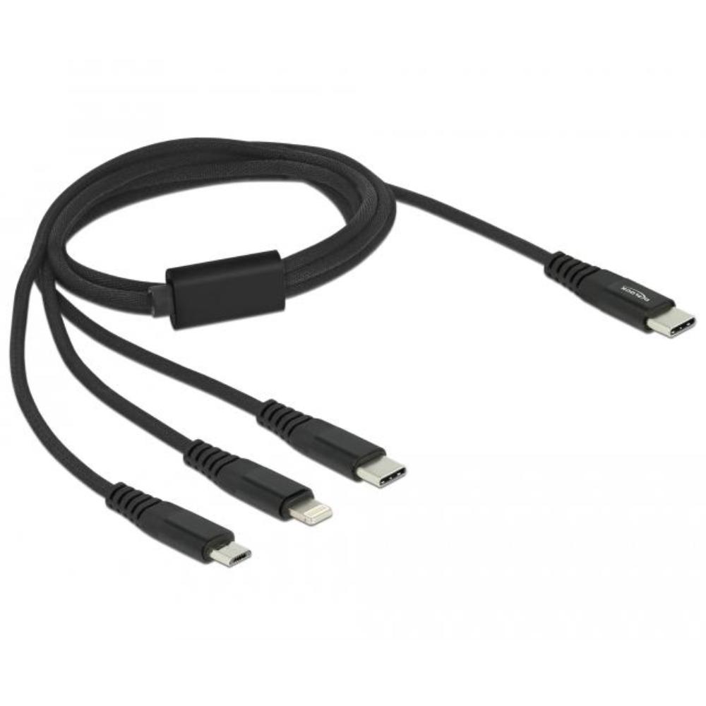 Delock USB-Ladekabel 3 in 1 USB Typ-C™ zu Lightning™ / Micro USB / US - Delock