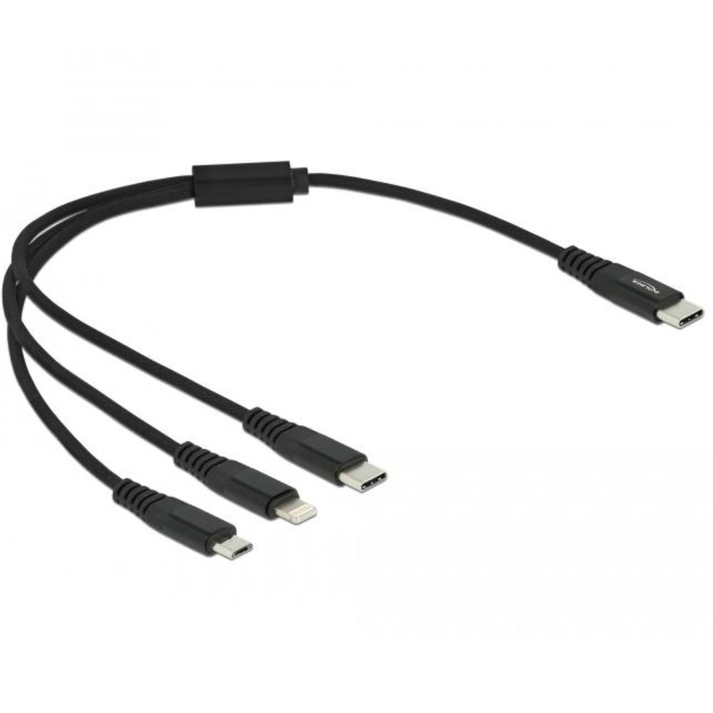 Delock USB-Ladekabel 3 in 1 USB Typ-C™ zu Lightning™ / Micro USB / US