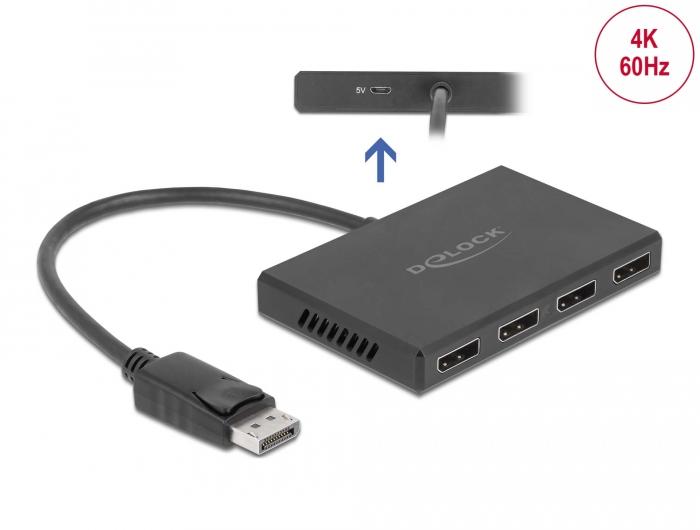 Delock DisplayPort 1.4 Splitter 1 x DisplayPort Eingang zu 4 x DisplayPort Ausgang - Delock