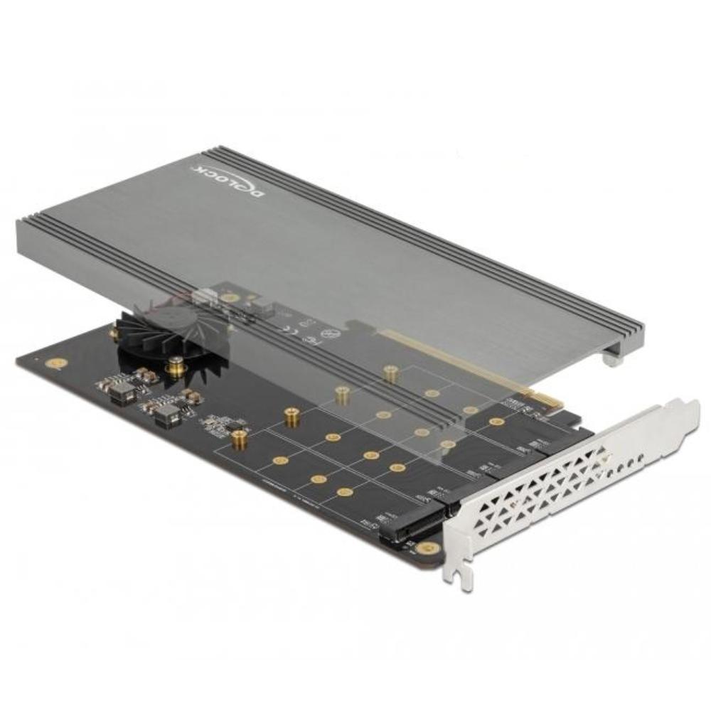 Delock PCI Express x16 Karte zu 4 x intern NVMe M.2 Key M mit Kühlkörper - Delock