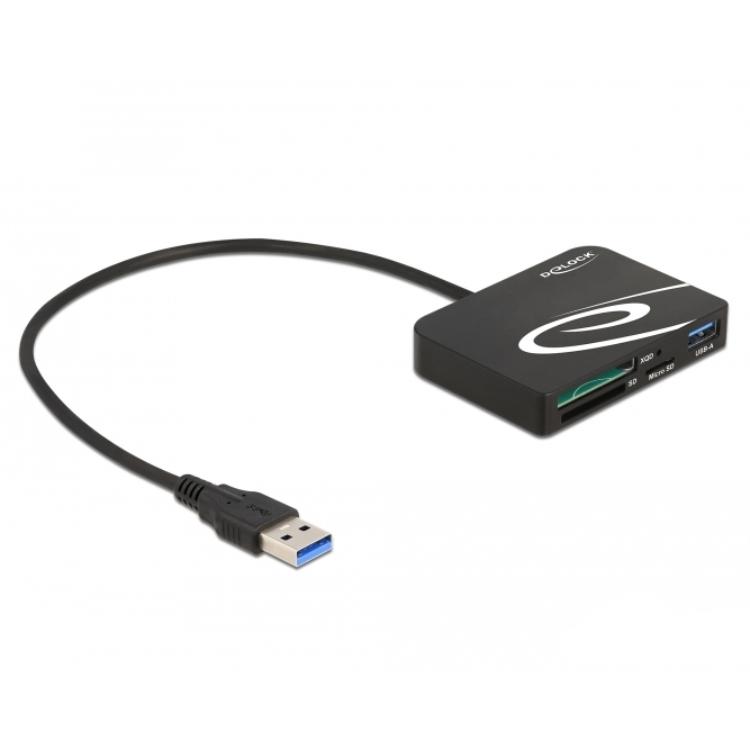 Delock Kartenleser für XQD / SD / Micro SD Speicherkarten + USB Typ-A Por - Delock