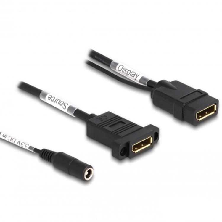 Delock DisplayPort-Kabel 4K 60 Hz mit DC-Stromversorgung 2,1 x 5,5 mm 0,30 m z.B. - Delock