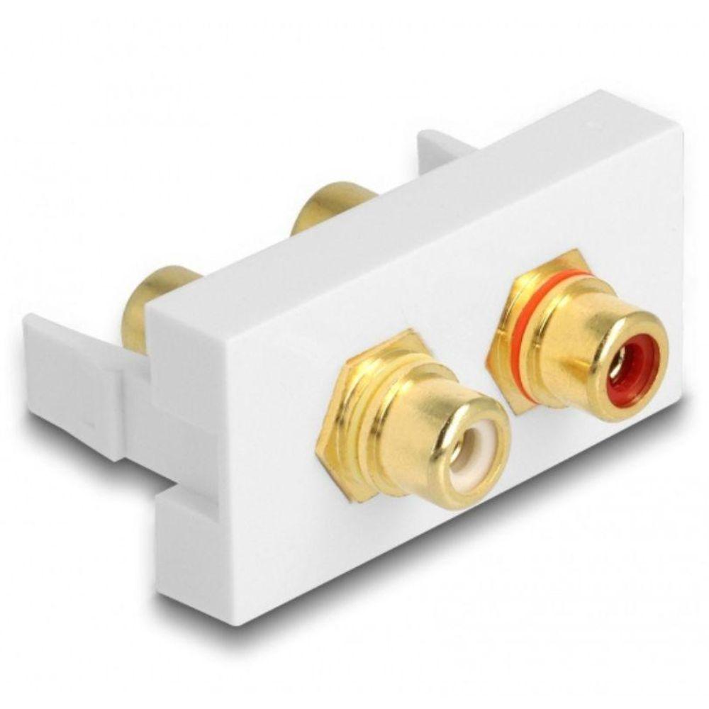 Delock Easy 45 Modul 2 x Cinch Buchse, Farbring rot / weiß 22,5 x 45 mm - Delock