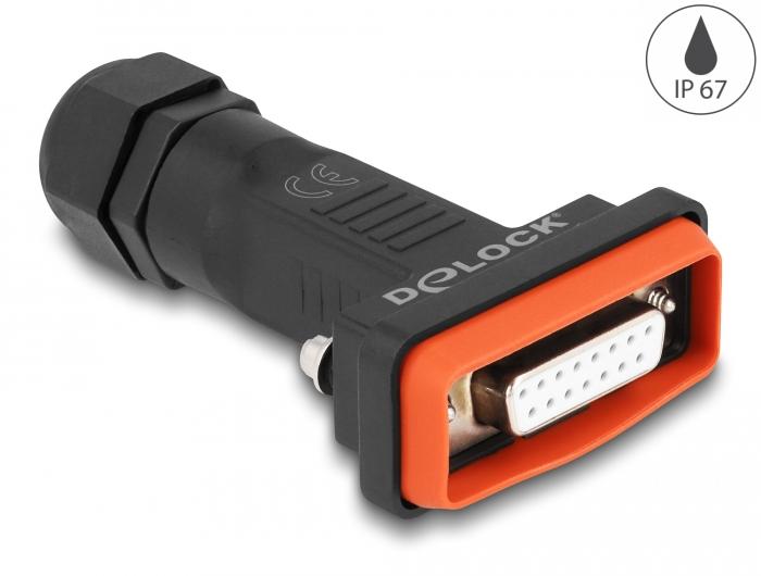 Delock D-Sub 15 Pin Buchse mit Gehäuse IP67 wasserfest - Delock