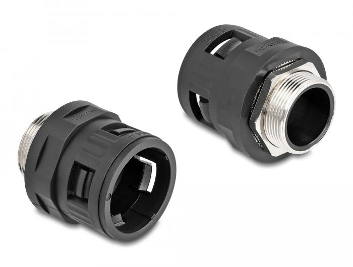 Delock Schlauchschelle mit Messing-Außengewinde M32 schwarz 2 Stück - Delock