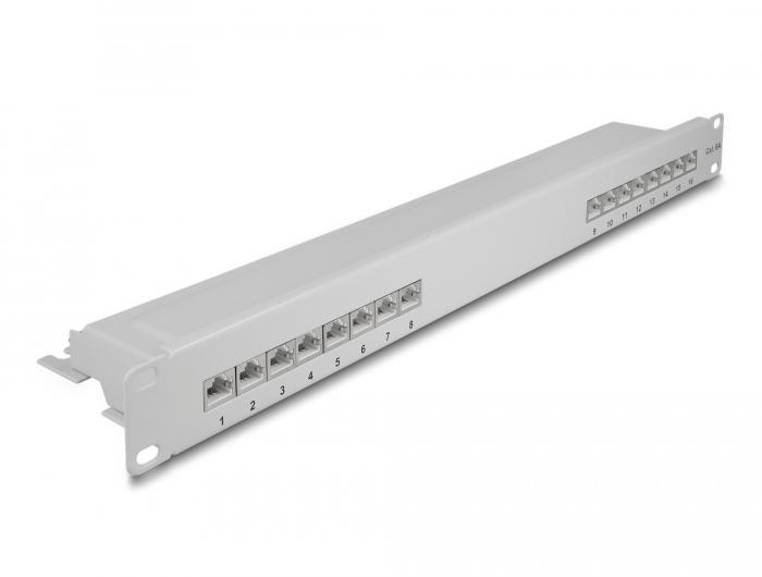 Delock 19″ Patchpanel 16 Ports Cat.6A 1 HE grau - Delock