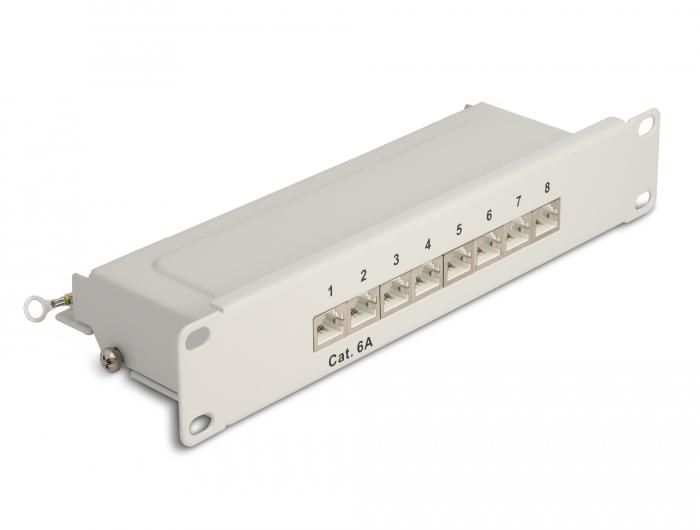 Delock 10″ Patchpanel 8 Port Cat.6A 1 HE grau - Delock