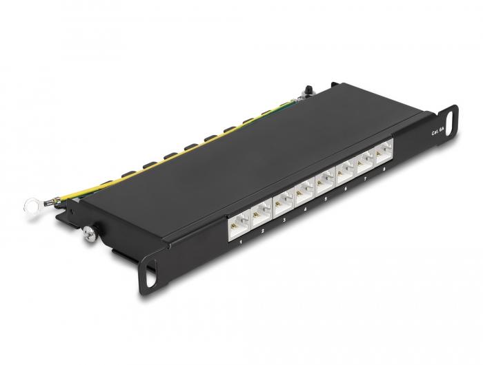 Delock 10″ Patchpanel 8 Port Cat.6A 0,5 HE schwarz - Delock