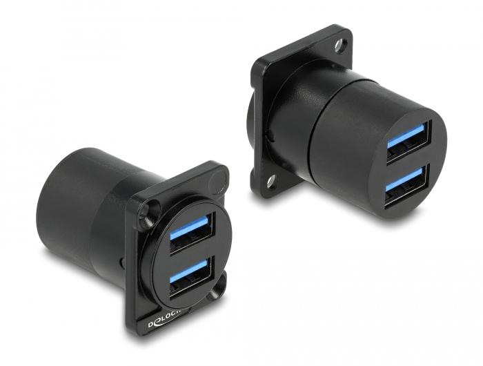 Delock D-Typ Modul USB 3.2 Gen 1 Typ-A 2 x Buchse zu 2 x Buchse