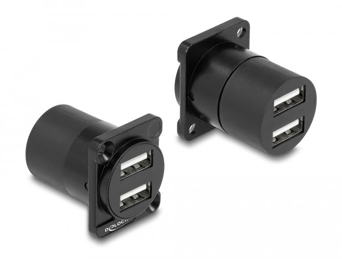 Delock D-Typ Modul USB 2.0 Typ-A 2 x Buchse zu 2 x Buchse - Delock