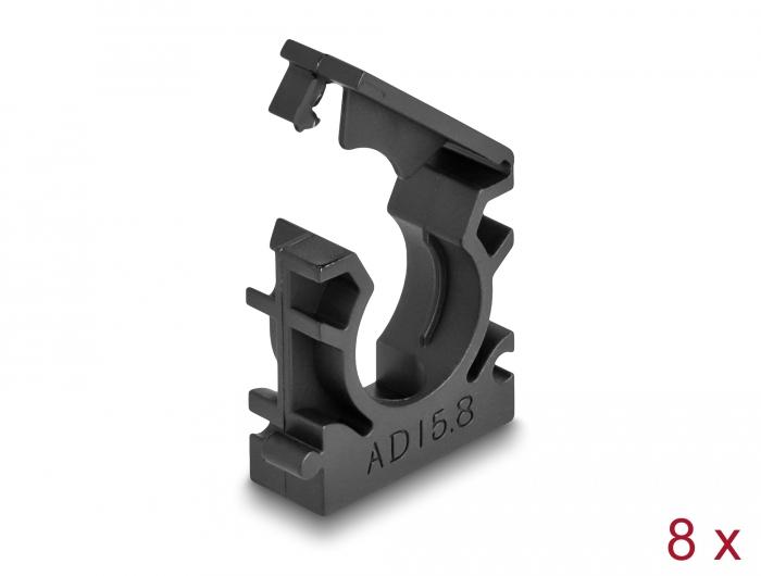 Delock Kabelschellenhalter mit Sicherungsclip 15,8 mm 8 Stück schwarz - Delock