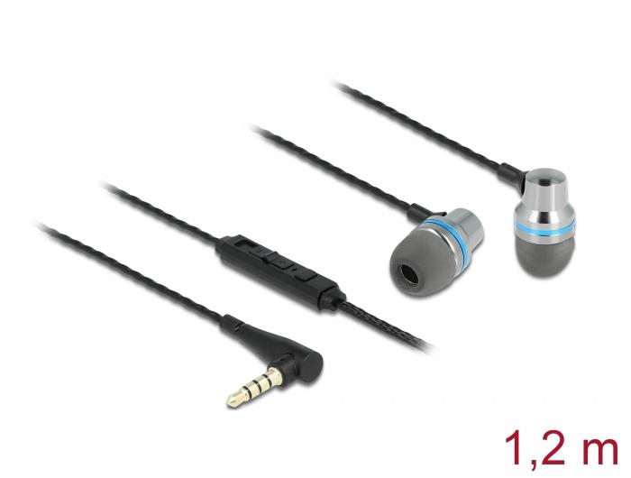 Delock In-Ear Kopfhörer mit 4 Pin 3,5 mm Klinkenstecker, Mikrofon und Lau - Delock
