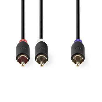 Subwoofer-Kabel RCA-Stecker 2x RCA-Stecker Vergoldet 3,00 m Rund 4.0
