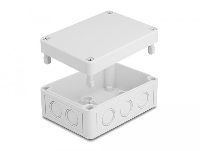 Delock Einbaugehäuse mit Kabeleinführungen 130 x 93 x 57 mm grau - Delock