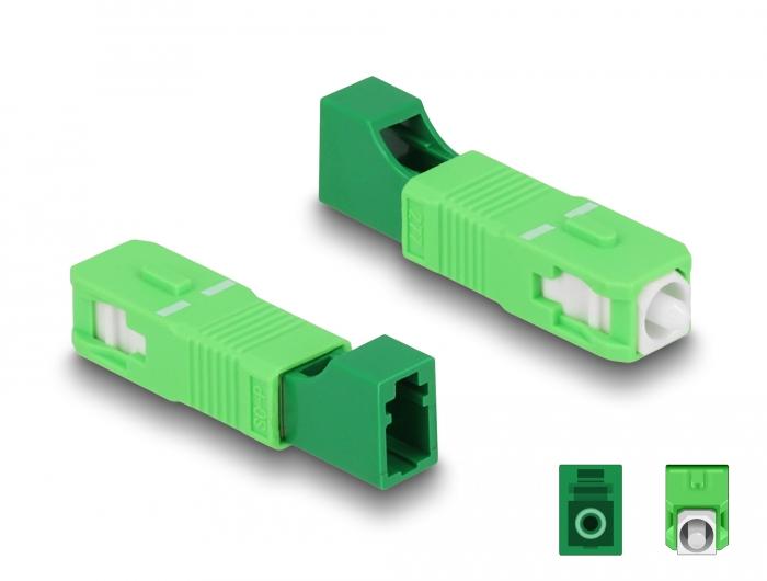 Delock LWL Hybrid Kupplung SC Simplex Stecker zu LC Simplex Buchse grün