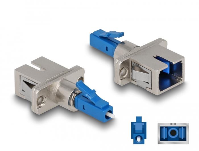 Delock Glasfaser-Hybrid-Adapter LC Simplex Stecker auf SC Simplex Stecker blau - Delock