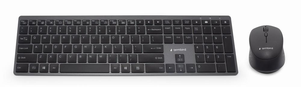Backlight Pro Business Slim Drahtlos-Desktop-Set, US-Layout, schwarz - Gembird
