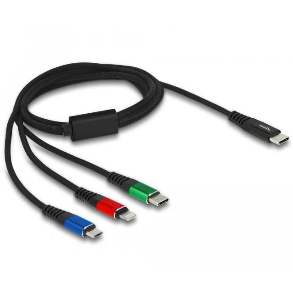 Delock USB-Ladekabel 3 in 1 USB Typ-C™ zu Lightning™ / Micro USB / US - Delock