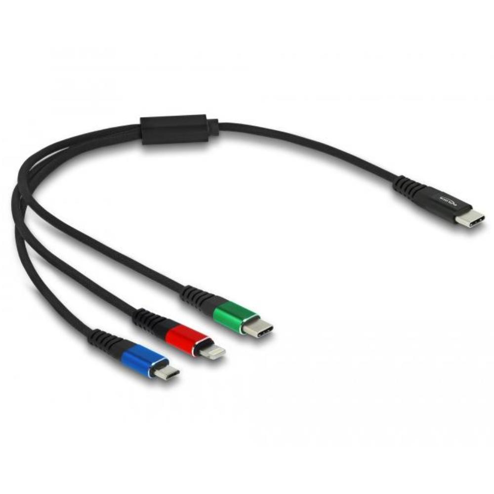 Delock USB-Ladekabel 3 in 1 USB Typ-C™ zu Lightning™ / Micro USB / US