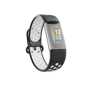 Sportarmband für Fitbit Charge 5, atmungsaktives Armband, schwarz/grau - Hama