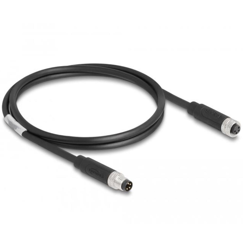 Delock M8 4 Pin Kabel A-kodiert Stecker zu Buchse PUR (TPU) 1 m - Delock