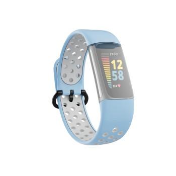 Sportarmband für Fitbit Charge 5, atmungsaktives Armband, hellblau/grau - Hama