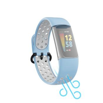 Sportarmband für Fitbit Charge 5, atmungsaktives Armband, hellblau/grau - Hama