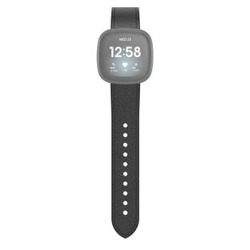 Armband für Fitbit Versa 3/Sense, Uhrenarmband aus Leder und Silikon, schwarz - Hama