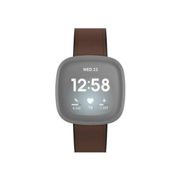 Armband für Fitbit Versa 3/Sense, Armband aus Leder und Silikon, braun - Hama