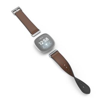 Armband für Fitbit Versa 3/Sense, Armband aus Leder und Silikon, braun - Hama