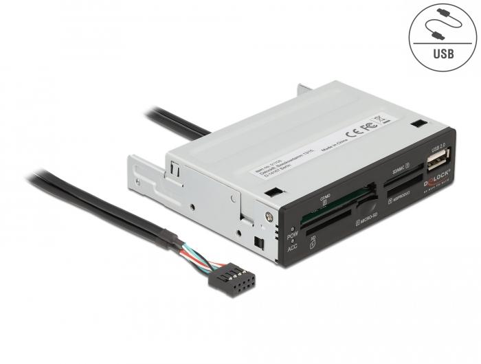 Delock 3,5″ USB 2.0-Kartenleser 5 Schächte + 1 x USB 2.0 Typ-A-Anschluss - Delock
