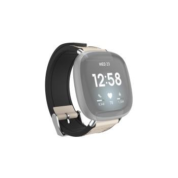 Armband für Fitbit Versa 3/Sense, Armband aus Leder und Silikon, weiß - Hama