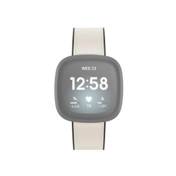 Armband für Fitbit Versa 3/Sense, Armband aus Leder und Silikon, weiß - Hama