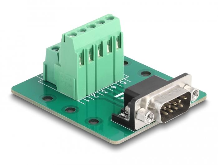 Delock D-Sub 9-Pin-Stecker auf Klemmenblock für DIN-Schiene - Delock