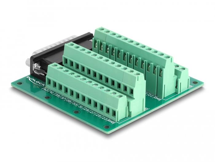 Delock D-Sub HD 44-polig Stecker auf Klemmenblock für DIN-Rail - Delock