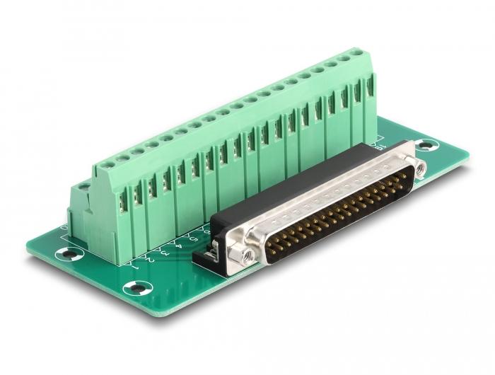 Delock D-Sub 37-Pin-Steckverbinder auf Klemmenblock für DIN-Schiene - Delock