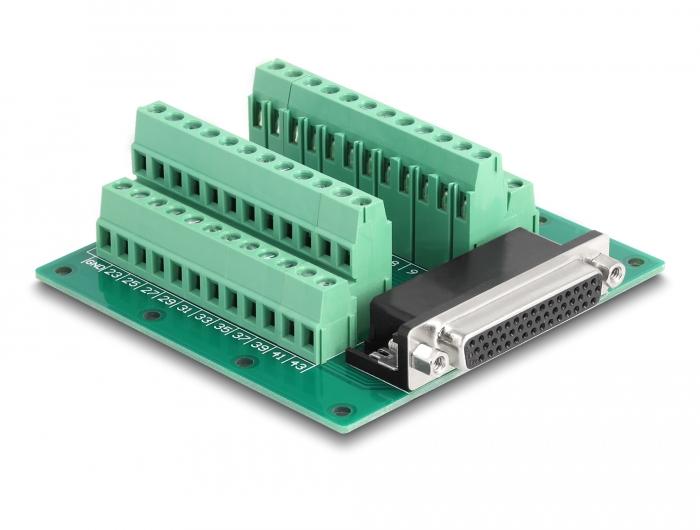 Delock D-Sub HD 44-Pin Stecker auf Klemmenblock für DIN-Schiene - Delock