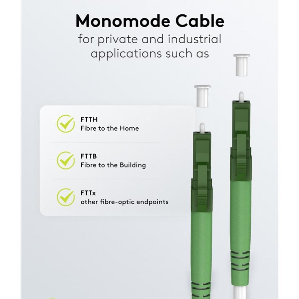 Glasfaser-Kabel (FTTH), Singlemode (OS2) White, weiß (Simplex), 30 m - Goobay