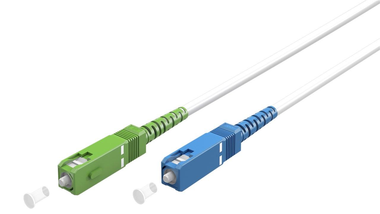 Glasfaser-Kabel (FTTH), Singlemode (OS2) White, weiß (Simplex), 0,5 m