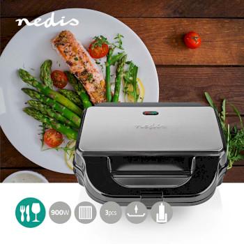 Multi-Grill Grill / Sandwich / Waffel 900 W 28 x 15 cm - Nedis