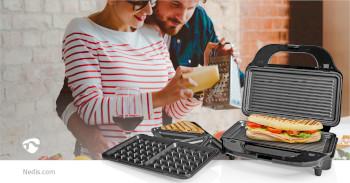 Multi-Grill Grill / Sandwich / Waffel 900 W 28 x 15 cm - Nedis
