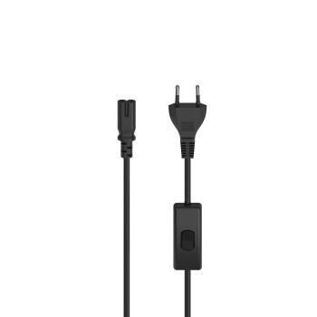 Netzkabel mit Eurostecker, Schalter, 2-poligem Stecker, Doppelnut, 2 m, - Hama