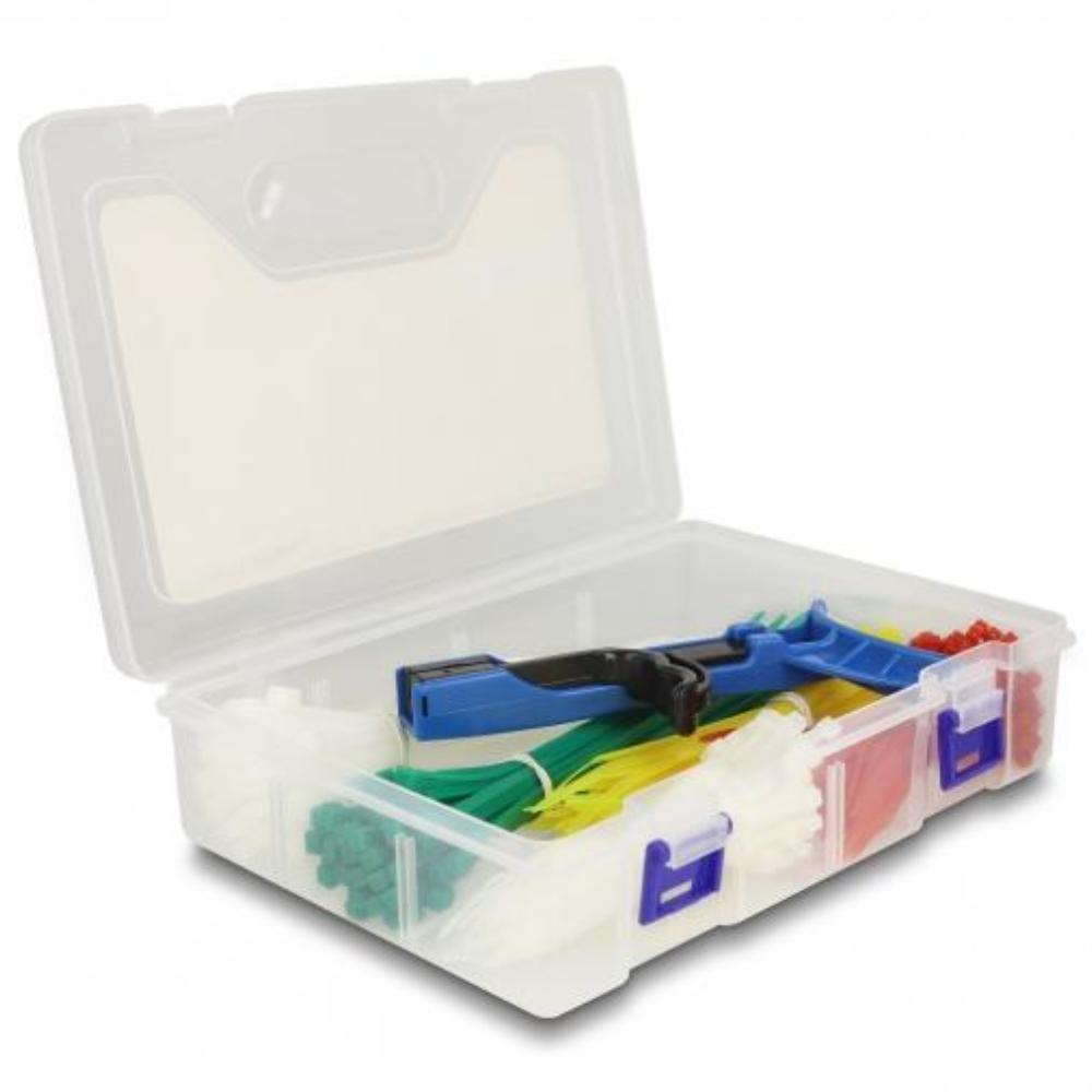 Delock Kabelbinder Sortimentsbox mit Spannwerkzeug 350-teilig farbig - Delock