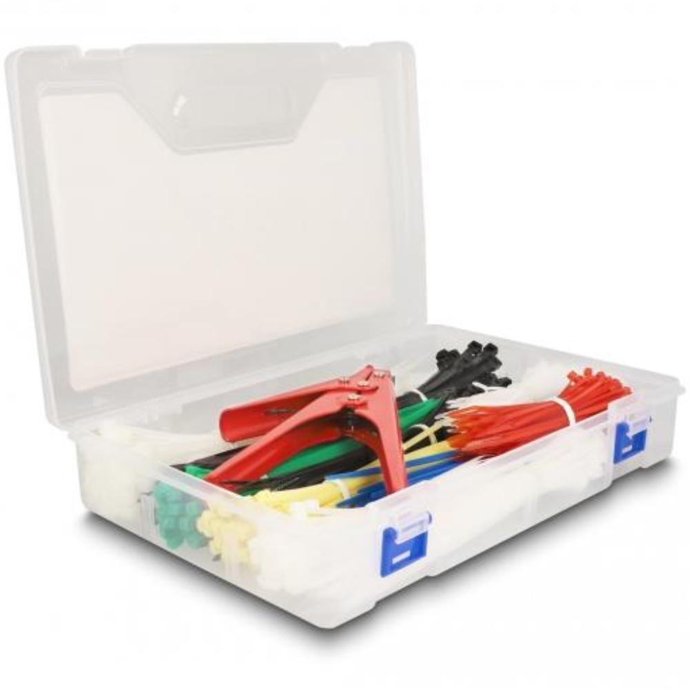 Delock Kabelbinder Sortimentsbox mit Kabelbinderzange 600-teilig farbig - Delock