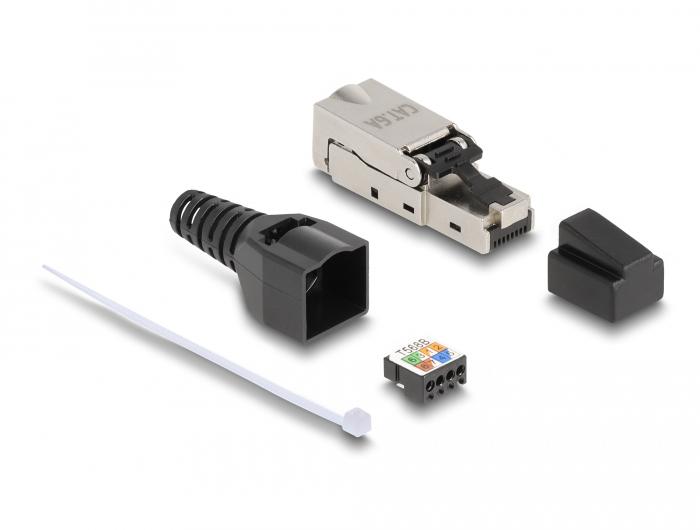 Delock RJ45 Stecker zu LSA mit Knickschutztülle und Staubschutz Cat.6A we - Delock