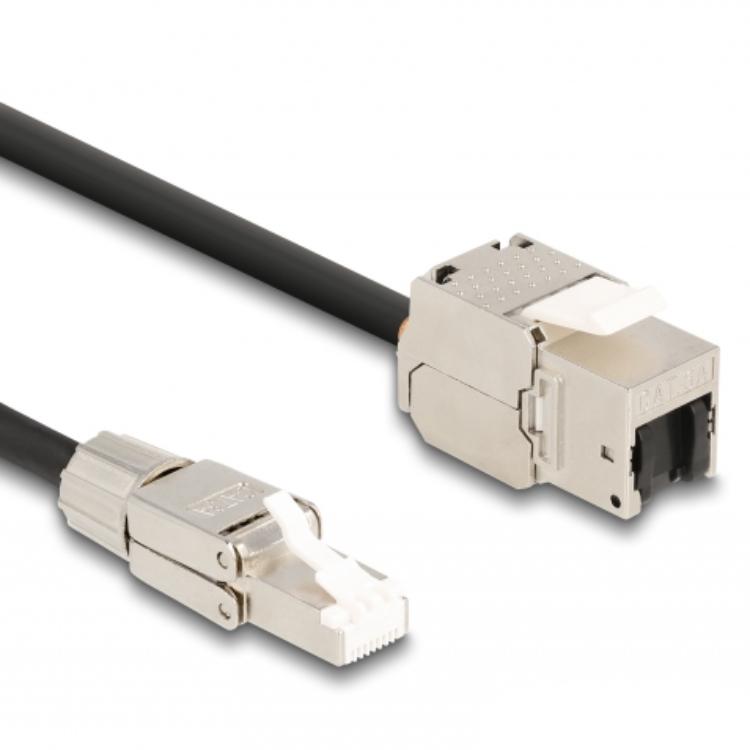 Delock RJ45 zu Keystone, 25cm Cat.6A S/FTP - Delock