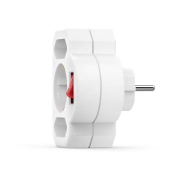 Steckdosenadapter 3-fach, 1x geerde Steckdose, 2x Euro, Schalter, weiß - Hama