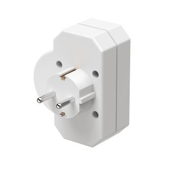 Steckdosenadapter 3-fach, 1x geerde Steckdose, 2x Euro, Schalter, weiß - Hama